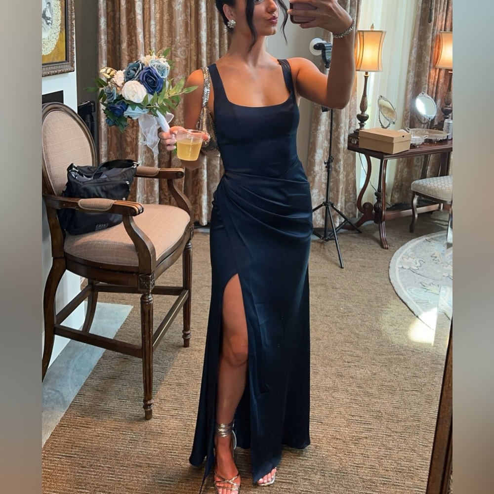 Azazie Navy Blue Prom Dress